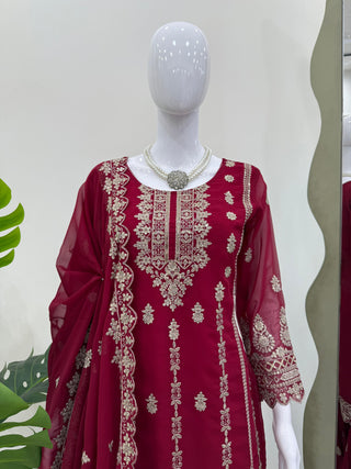 faux-georgette-kurti-sharara-dupatta-set-with-thread-sequence-work-color-red-4