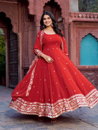 faux-georgette-long-gown-pant-dupatta-set-with-thread-sequence-work-color-red-1