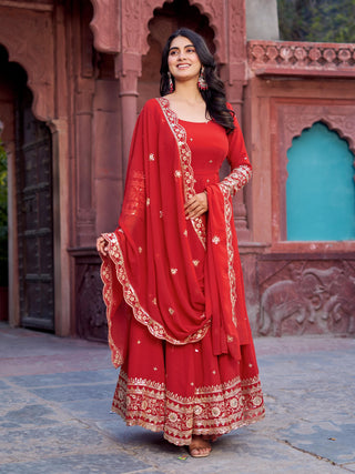 faux-georgette-long-gown-pant-dupatta-set-with-thread-sequence-work-color-red-5