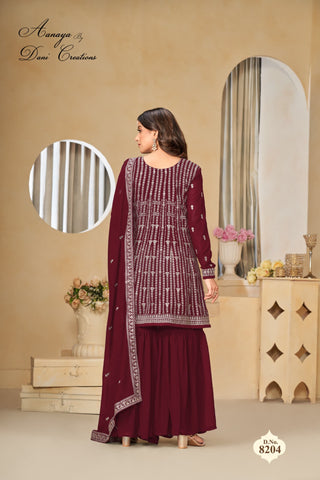 faux-georgette-top-palazzo-dupatta-set-with-embroidery-work-color-maroon-2