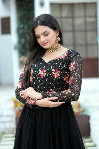 faux_blooming_frill_stitch_full_sleeves_gown_with_embroidery_sequins_work_black_1