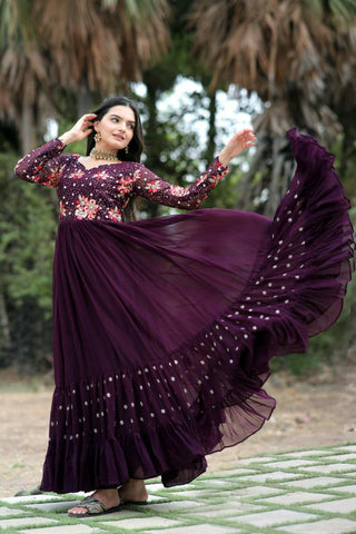 faux_blooming_frill_stitch_full_sleeves_gown_with_embroidery_sequins_work_wine_3
