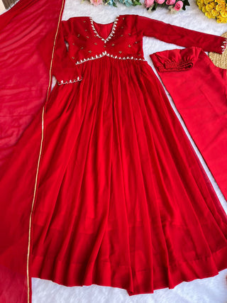 fox-georgette-gown-pant-dupatta-with-heavy-blooming-work-color-red