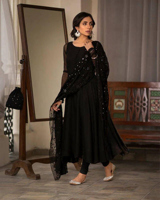 georgette-anarkali-kameez-dupatta-set-print-embroidery-work-color-black-1