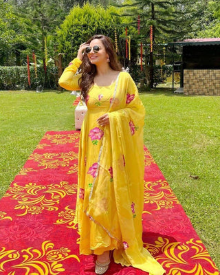 georgette-anarkali-kameez-dupatta-set-print-embroidery-work-color-yellow