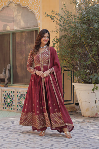 georgette-anarkali-long-gown-dupatta-sequence-embroidery-work-color-maroon-2