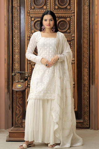 georgette-kurti-sharara-dupatta-set-with-zigzag-line-sequins-thread-embroidery-work-white-3
