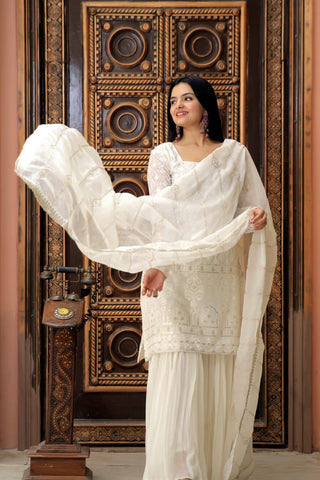 georgette-kurti-sharara-dupatta-set-with-zigzag-line-sequins-thread-embroidery-work-white-4