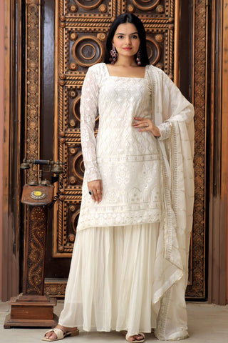 georgette-kurti-sharara-dupatta-set-with-zigzag-line-sequins-thread-embroidery-work-white-5