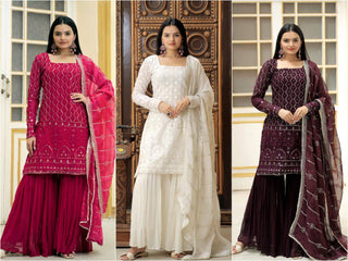 georgette-kurti-sharara-dupatta-set-with-zigzag-line-sequins-thread-embroidery-work