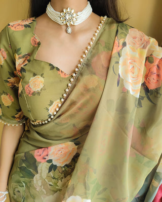 georgette-saree-with-print-pearl-lace-border-work-color-green-2