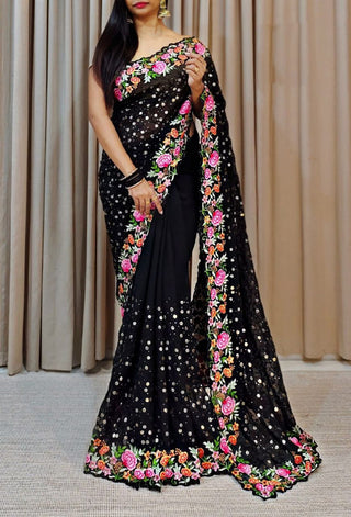 georgette-saree-with-thread-embroidery-sequins-work-color-black-1