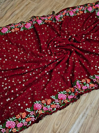 georgette-saree-with-thread-embroidery-sequins-work-color-red-2
