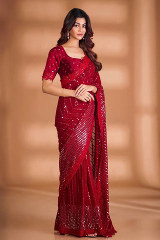 georgette-silk-saree-with-lucknowi-thread-chikankari-sequins-work-color-wine-1