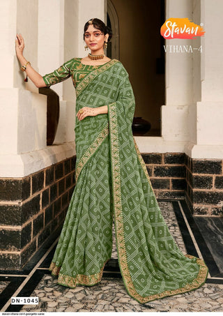 georgette-weightless-leheriya-with-embroidery-border-color-bottle-green