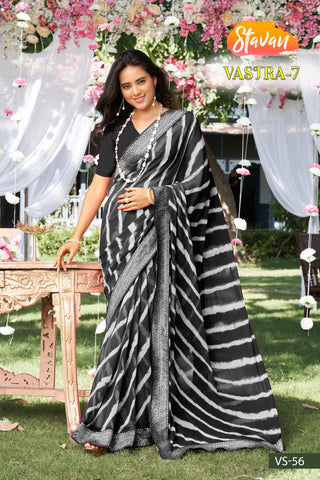 georgette-weightless-saree-blouse-with-border-designer-print-work-color-black-1