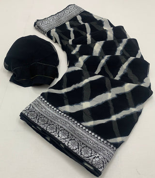 georgette-weightless-saree-blouse-with-border-designer-print-work-color-black-2