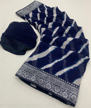 georgette-weightless-saree-blouse-with-border-designer-print-work-color-navy-blue-2