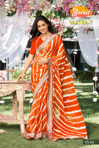 georgette-weightless-saree-blouse-with-border-designer-print-work-color-orange-1