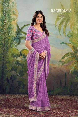 georgette-weightless-sarees-with-mina-embroidery-border-blouse-color-lavender