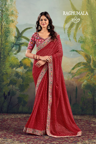 georgette-weightless-sarees-with-mina-embroidery-border-blouse-color-red