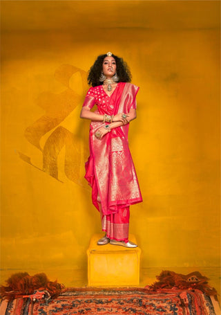 handloom-weaving-silk-sarees-with-brocade-blouse-color-rani-1