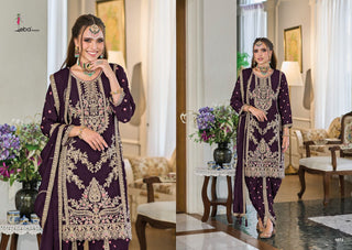 heavy-chinon-kameez-dhoti-dupatta-set-with-embroidery-work-color-burgundy-2