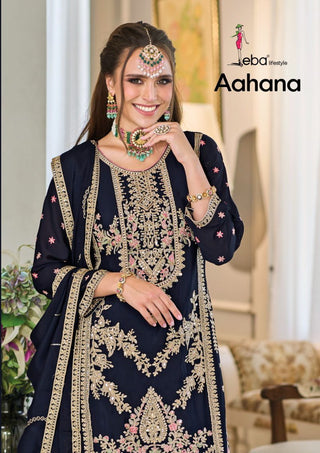 heavy-chinon-kameez-dhoti-dupatta-set-with-embroidery-work-color-navy-blue