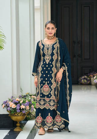 heavy-chinon-top-palazzo-dupatta-set-with-embroidery-work-color-bottle-green-1