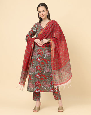 heavy-cotton-salwar-bottom-dupatta-set-with-print-work-red