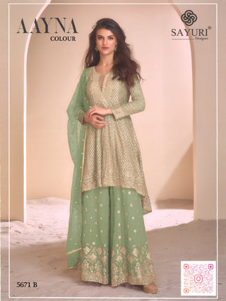 heavy-faux-georgette-kurti-plazzo-dupatta-set-with-embroidery-sequence-work-color-green