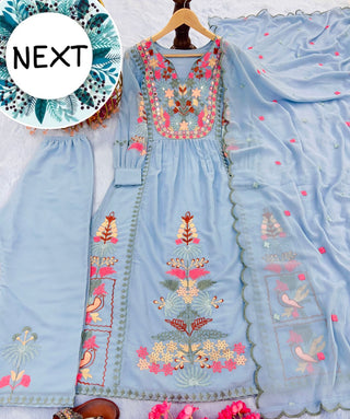 heavy-faux-georgette-salwar-plazo-dupatta-set-with-embroidery-morror-work-blue