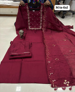 heavy-muslin-kurti-pant-dupatta-set-with-heavy-hand-sequence-embroidery-work-color-maroon