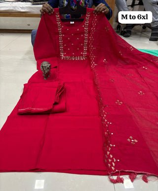 heavy-muslin-kurti-pant-dupatta-set-with-heavy-hand-sequence-embroidery-work-color-rani
