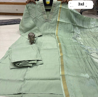 heavy-muslin-kurti-pant-dupatta-set-with-sequence-embroidery-digital-print-work-color-green