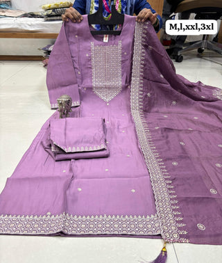 heavy-muslin-silk-kurti-pant-dupatta-set-with-heavy-hand-sequence-embroidery-work-color-lavender