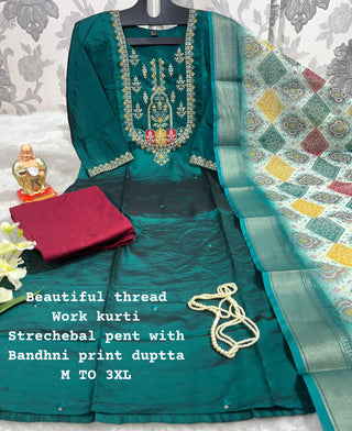 heavy-pure-muslin-viscose-kurti-pant-dupatta-set-with-thread-embroidery-work-color-green-1