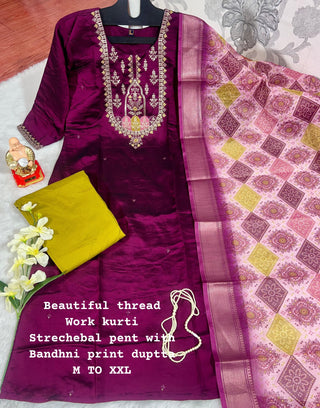 heavy-pure-muslin-viscose-kurti-pant-dupatta-set-with-thread-embroidery-work-color-purple-2