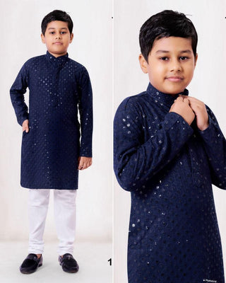 heavy-rayon-boys-kurta-pyjama-set-chikankari-work-color-navy-blue