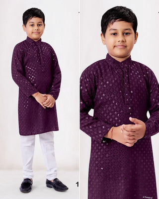 heavy-rayon-boys-kurta-pyjama-set-chikankari-work-color-purple