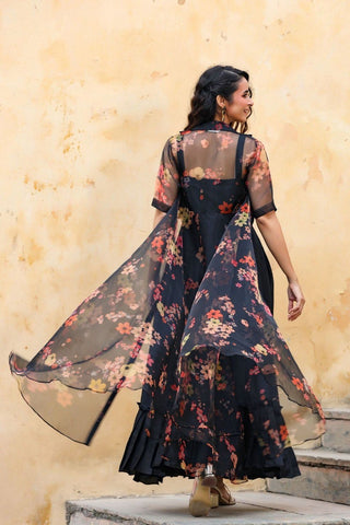 heavy-reyon-kurta-with-organza-shrug-koti-with-print-work-black-2
