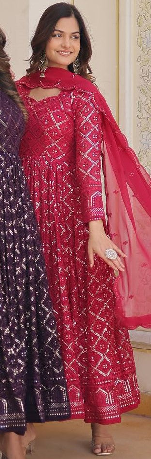 Analyzing image    heavy-silk-gown-dupatta-suit-with-sequence-embroidery-work-color-wine