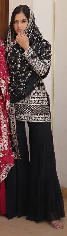 Analyzing image     heavy-silk-kurti-sharara-dupatta-set_sequins-embroidery-work-color-green