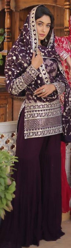 heavy-silk-kurti-sharara-dupatta-set_sequins-embroidery-work-color-purple