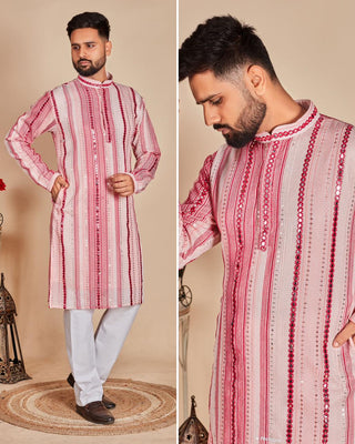 Ship From India! Varman Indian Men Kurta Pyjama  Ready to Wear Georgette Fabric Party Wear, Listing ID: PRE8955554824474