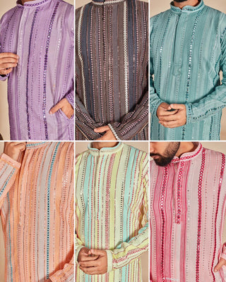Ship From India! Varman Indian Men Kurta Pyjama  Ready to Wear Georgette Fabric Party Wear, Listing ID: PRE8955554824474