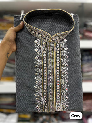 Ship From India! Varman Indian Men Kurta  Ready to Wear Cotton Jacquard  Embroidery Party Wear, Listing ID: PRE8956299149594