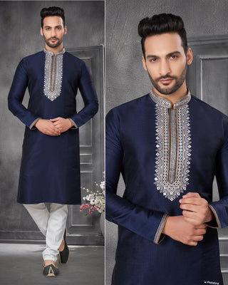 Ship From India! Varman Indian Men Kurta  Ready to Wear Cotton Jacquard  Embroidery Party Wear, Listing ID: PRE8956299149594