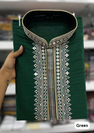 Ship From India! Varman Indian Men Kurta  Ready to Wear Cotton Jacquard  Embroidery Party Wear, Listing ID: PRE8956299149594