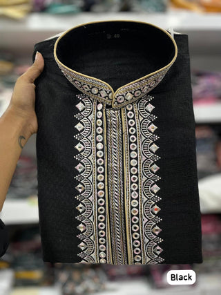 Ship From India! Varman Indian Men Kurta  Ready to Wear Cotton Jacquard  Embroidery Party Wear, Listing ID: PRE8956299149594